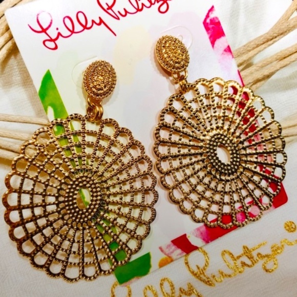 Lilly Pulitzer Jewelry - LILLY PULITZER NWT GOLD LACE DANGLE EARRINGS ⭐️PIERCED/POST Lightweight POST